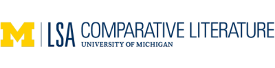 Comp Lit Logo (Yellow Block M, and reads "LSA Comparative Literature, University of Michigan")